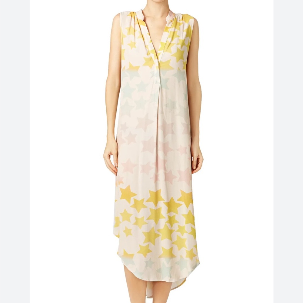 Mara Hoffman Pink Star Blast Sleeveless rainbow pastel midi dress. Size medium